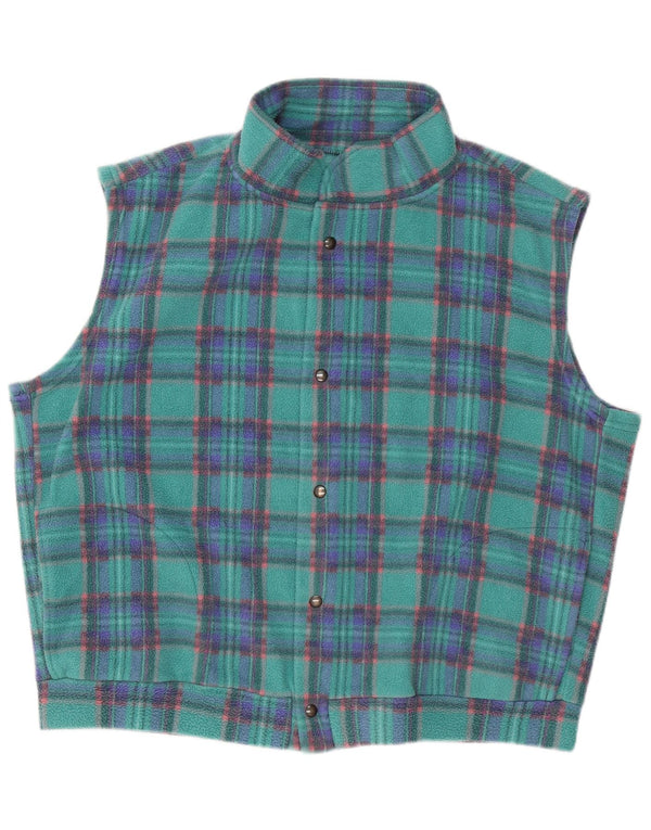 Vintage Herre Loose Fit Fleece Gilet UK 40 Stor turkis ternet polyester
