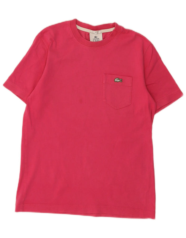 Lacoste Dame T-Shirt Top UK 4 XS Pink Bomuld