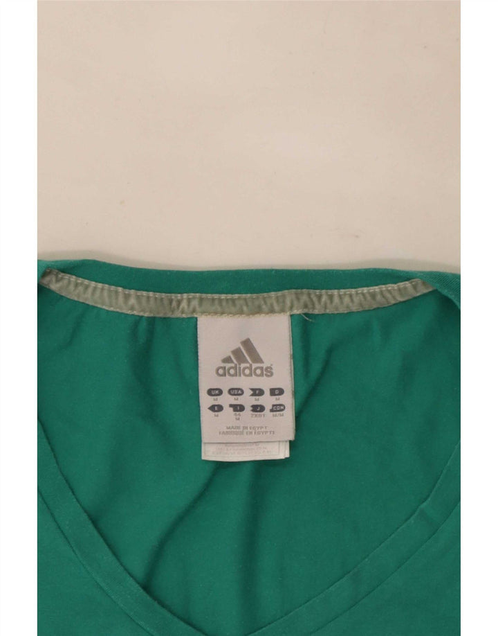 Adidas Dame T-Shirt Top UK 12 Medium Grøn Bomuld