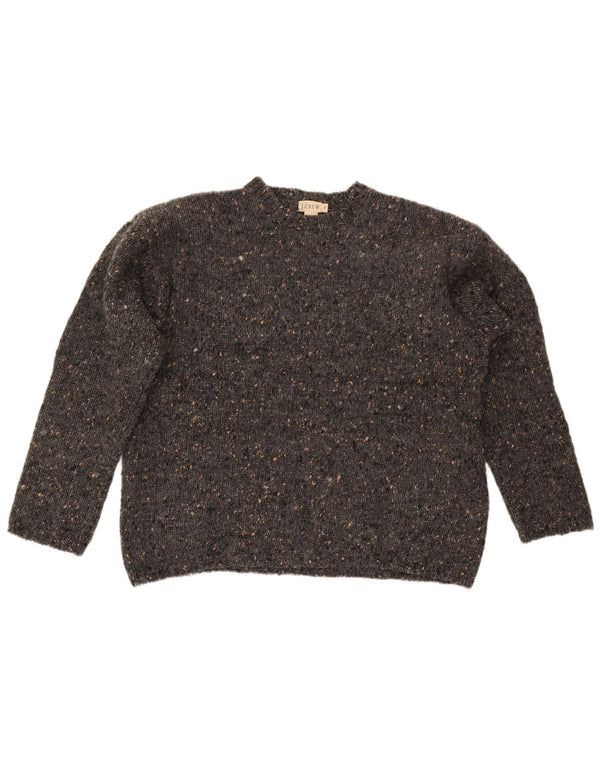 J. CREW Sweater med rund hals til kvinder UK 14 Medium Grå Flecked