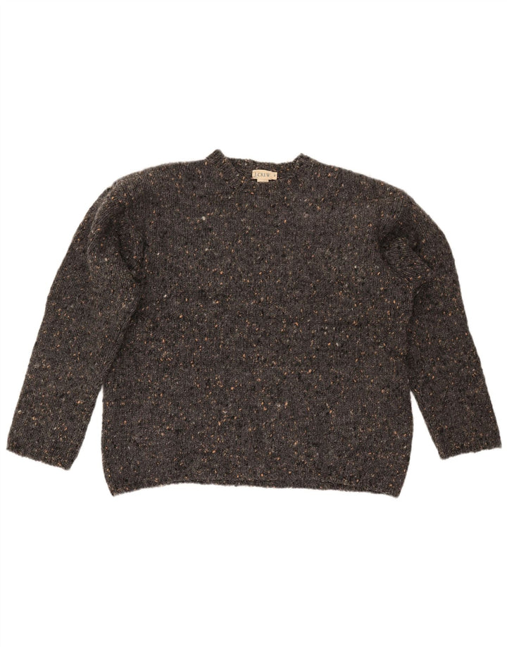 J. CREW Sweater med rund hals til kvinder UK 14 Medium Grå Flecked