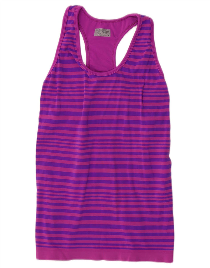 Athleta Damevest Top UK 12 Medium Lilla Stribet Nylon