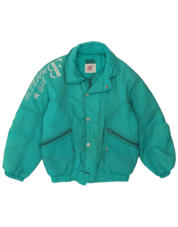 Belfe Girls Oversized grafisk skijakke 10-11 år Grøn polyamid 80'erne