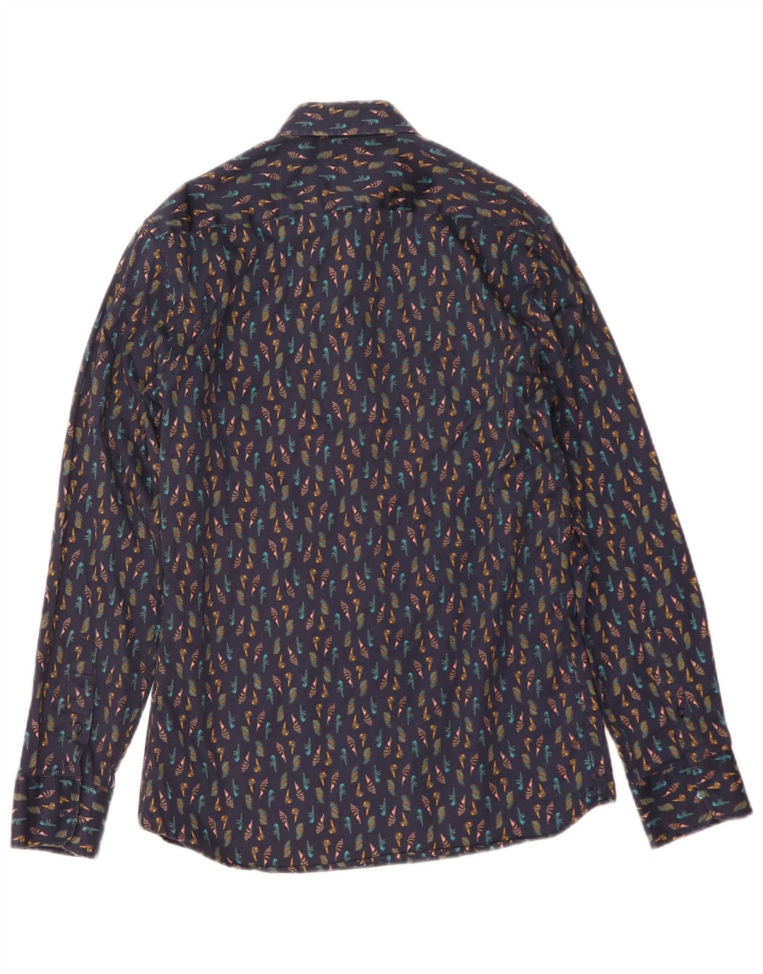 Zara Herre abstrakt mønster Slim Fit skjorte medium marineblå