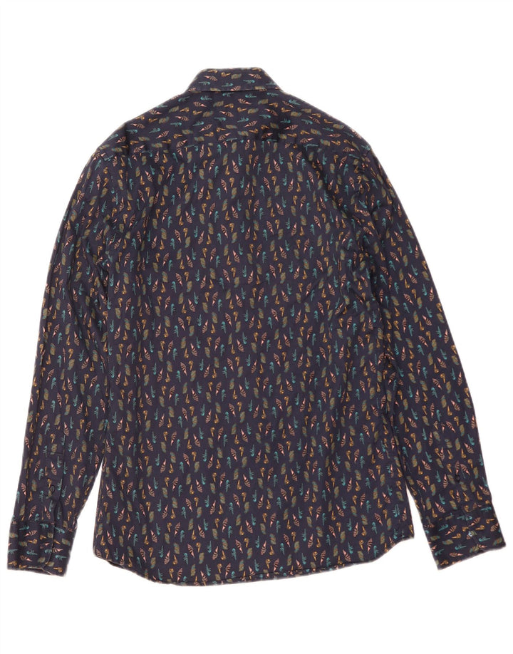 Zara Herre abstrakt mønster Slim Fit skjorte medium marineblå