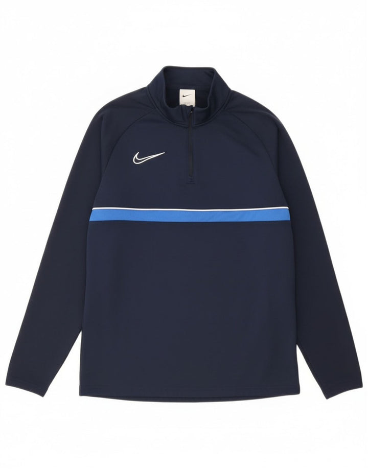 Nike Herre Dri Fit Pullover Træningsdragt Top Lille Navy Blue Colourblock