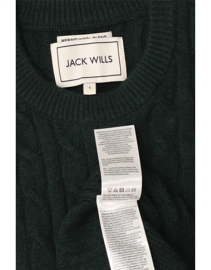Jack Wills Herre Crew Neck Jumper Sweater Stor grøn uld