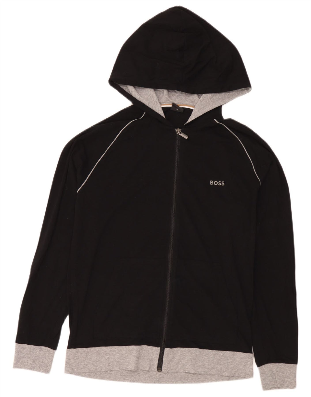 Hugo Boss Hættetrøje med lynlås til mænd Medium Sort Colourblock Bomuld