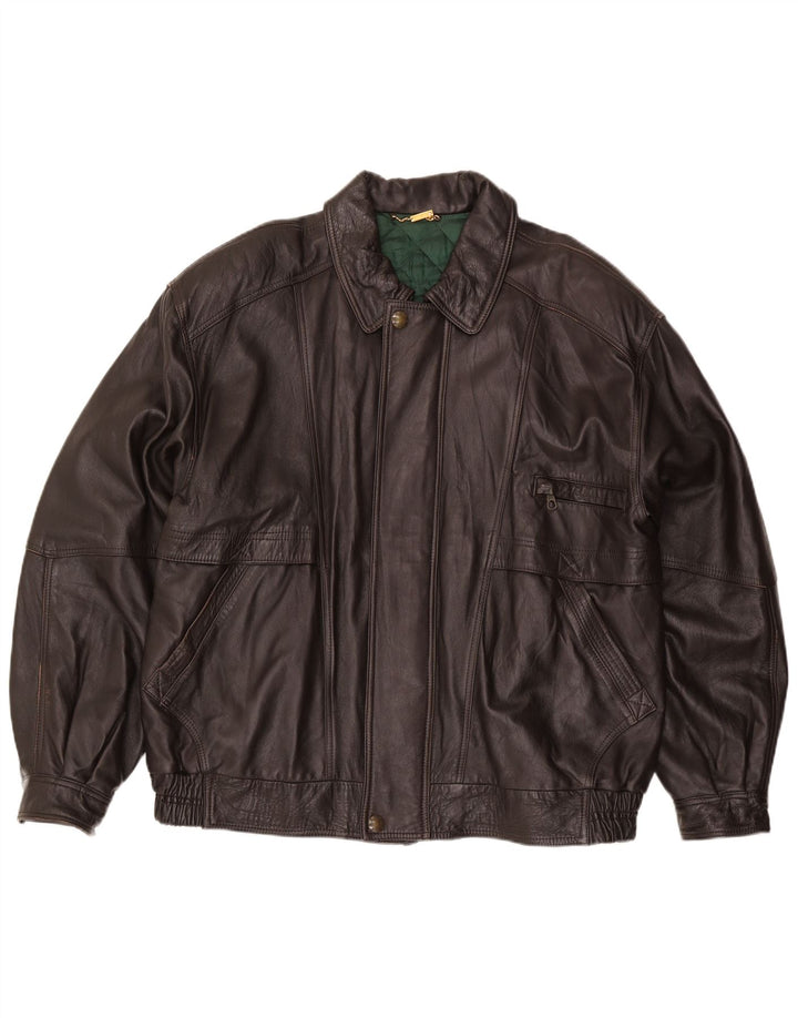 Vintage herre læderjakke IT 56 3XL Brun