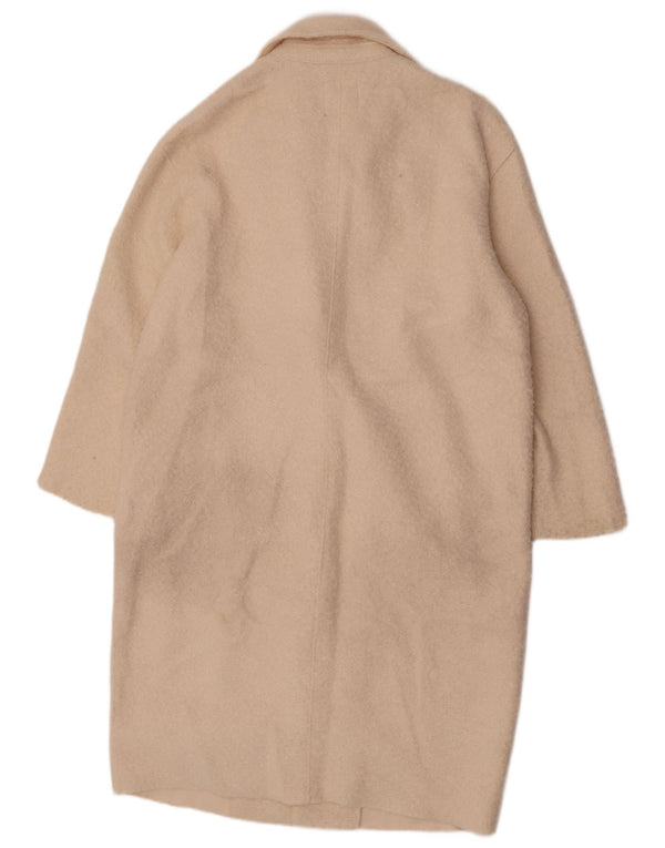 Zara Dame Oversized Fleece Overfrakke UK 14 Medium Beige Polyester