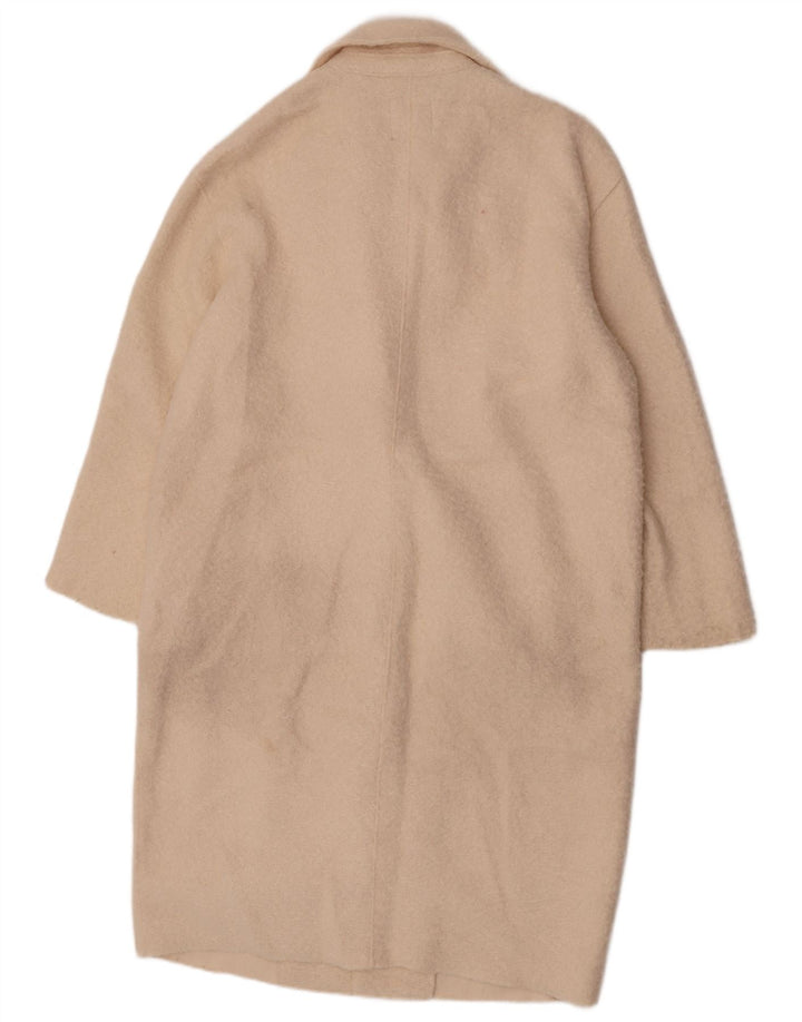 Zara Dame Oversized Fleece Overfrakke UK 14 Medium Beige Polyester