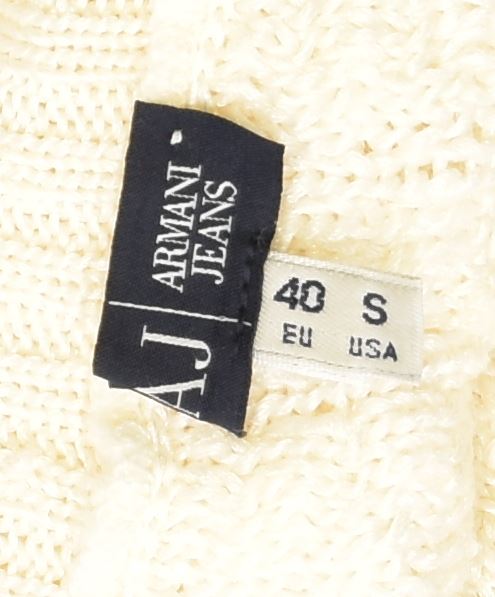 ARMANI JEANS Dame Rullehalstrøje EU 40 Medium Off White