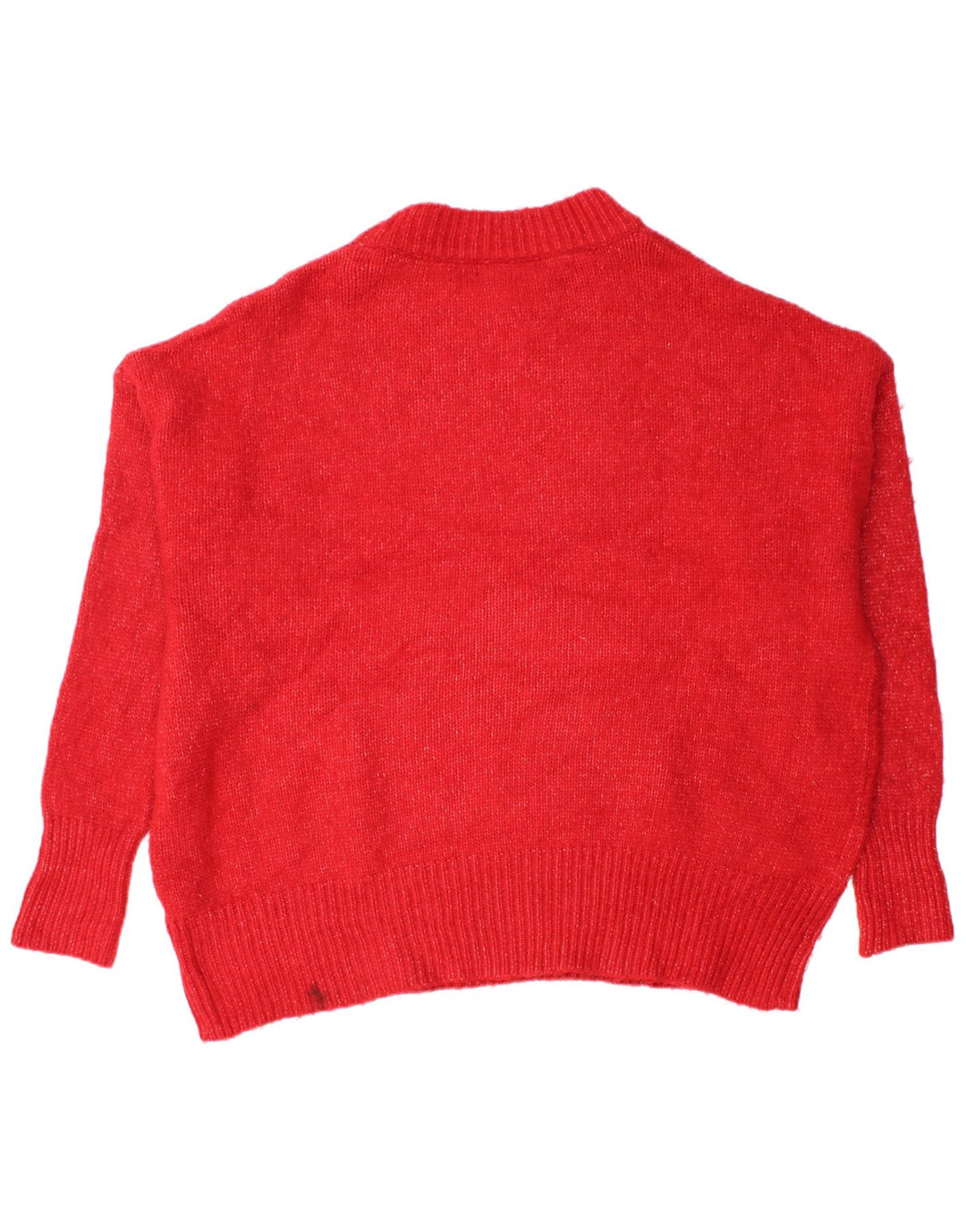 ZARA dame sweater med rund hals i overstørrelse UK 10 Lille rød akryl