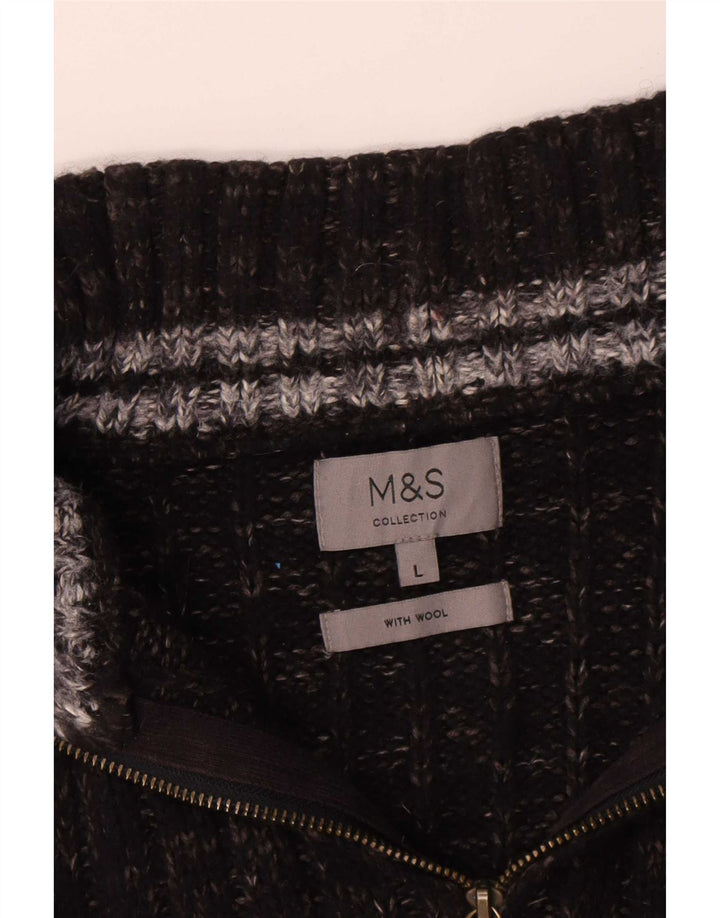 Marks & Spencer sweater med lynlås til mænd Large Black Flecked Wool