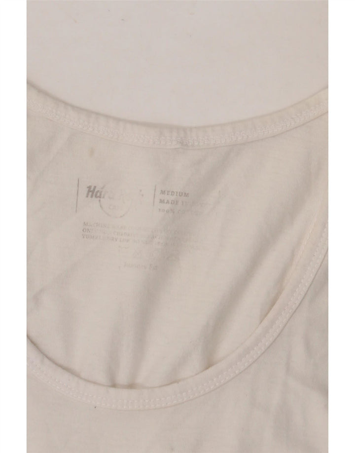 HARD ROCK CAFE Dame Istanbul Grafisk Vest Top UK 12 Medium Hvid Bomuld