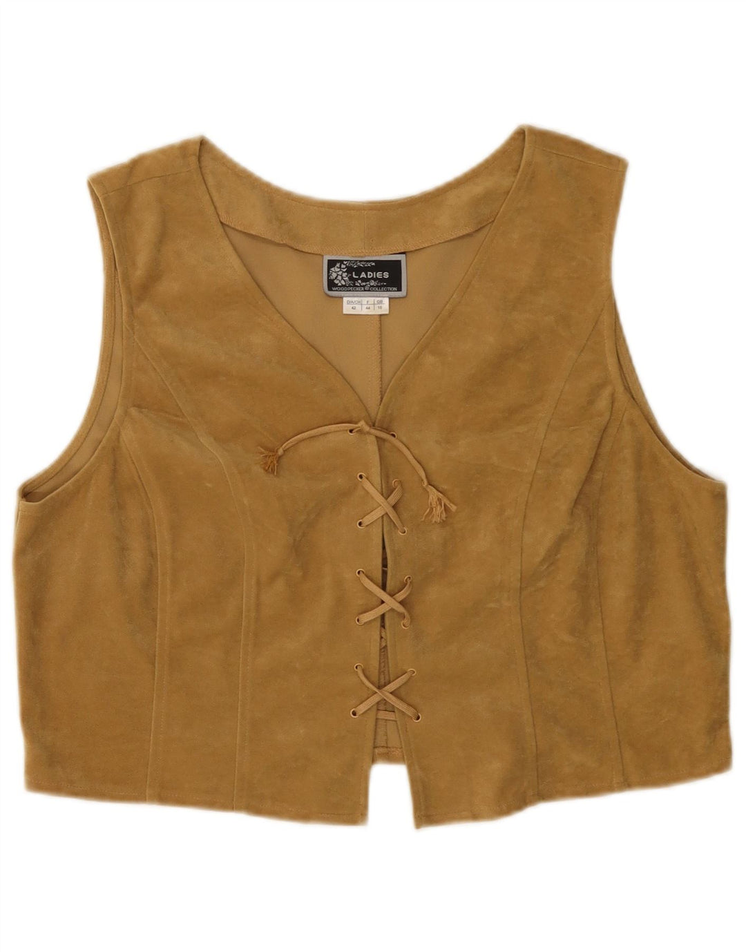 WOODPECKER Dame Velour vest UK 16 Stor Beige Polyester