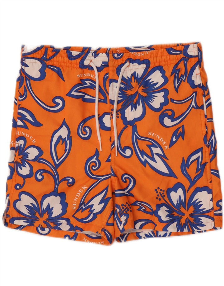 Sundek Herre grafiske svømmeshorts Medium Orange Floral Polyester