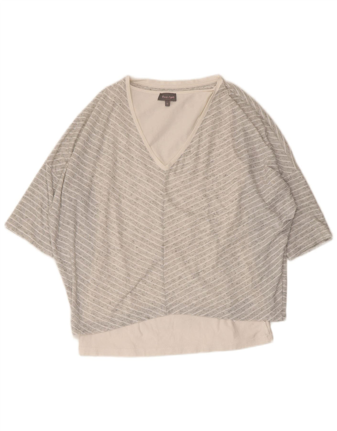 FASE otte Dame Loose Fit Bluse Top UK 10 Small Grey Pinstripe