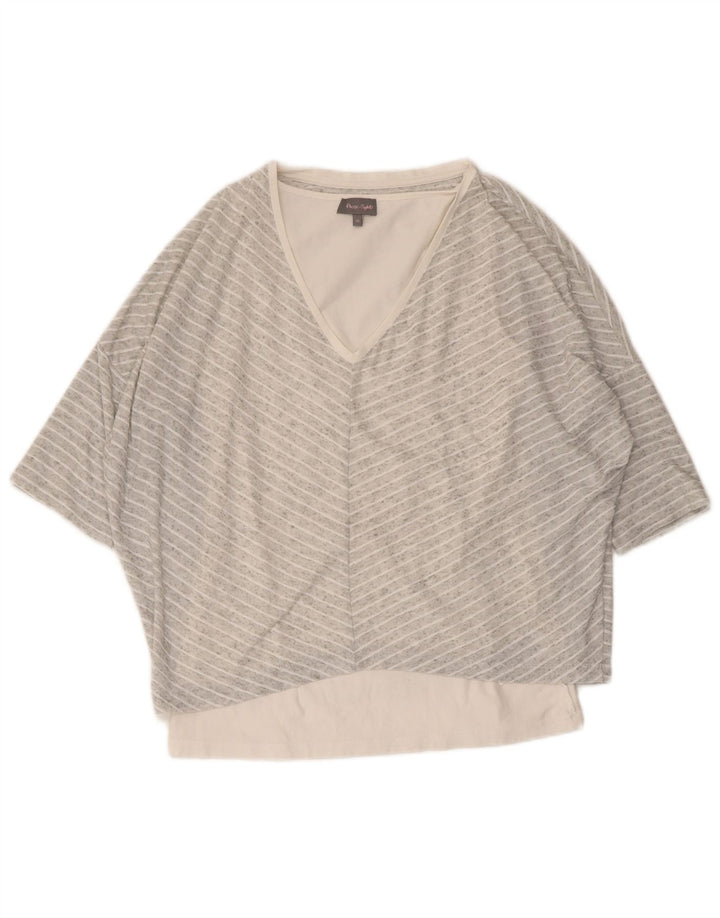 FASE otte Dame Loose Fit Bluse Top UK 10 Small Grey Pinstripe