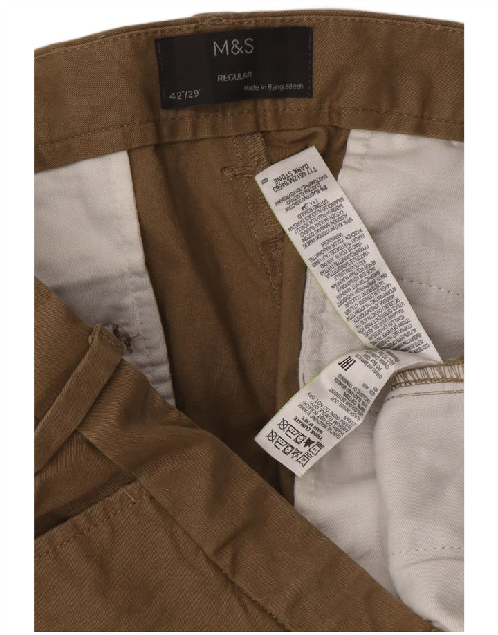 Marks & Spencer Herre Regular Fit Chinobukser W42 L29 Brun bomuld