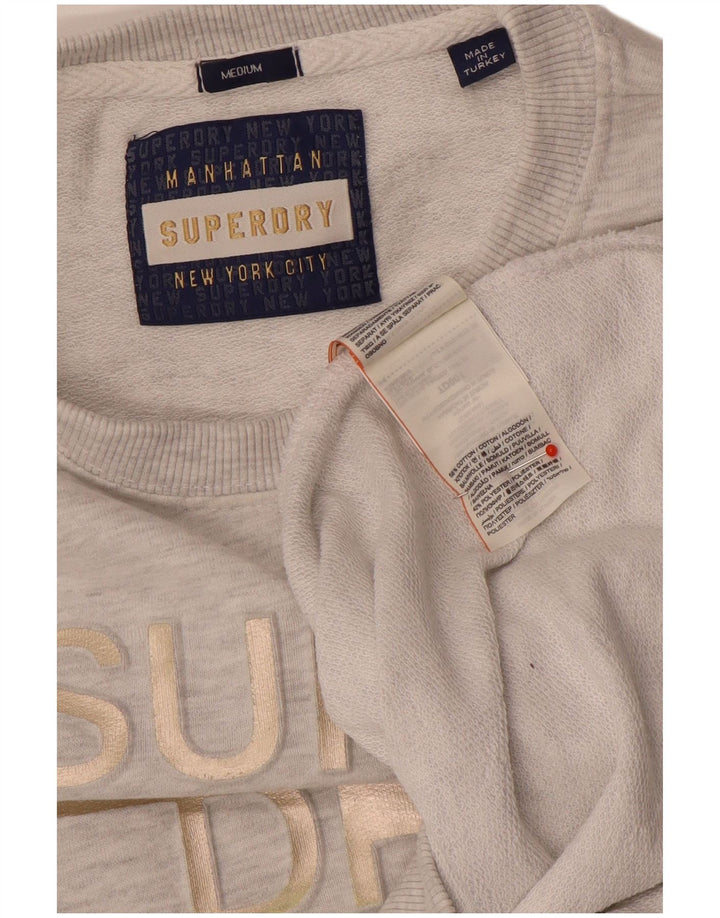 Superdry Graphic Sweatshirt Jumper UK 14 Medium Grey Flecked Bomuld