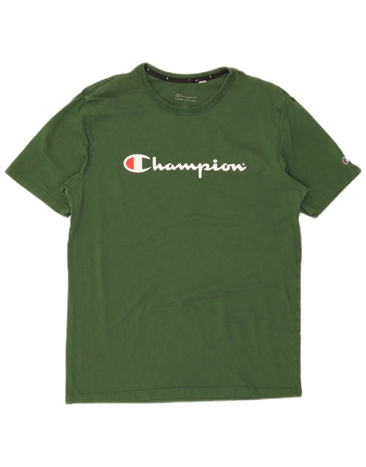 Champion Herre Grafisk T-Shirt Top Stor Grøn Bomuld