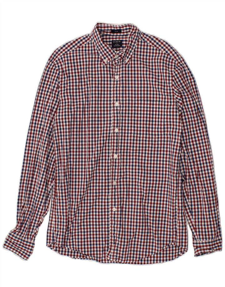 J. CREW Mens Slim Shirt Medium Burgundy Check Cotton Vintage J. Crew and Second-Hand J. Crew from Messina Hembry 