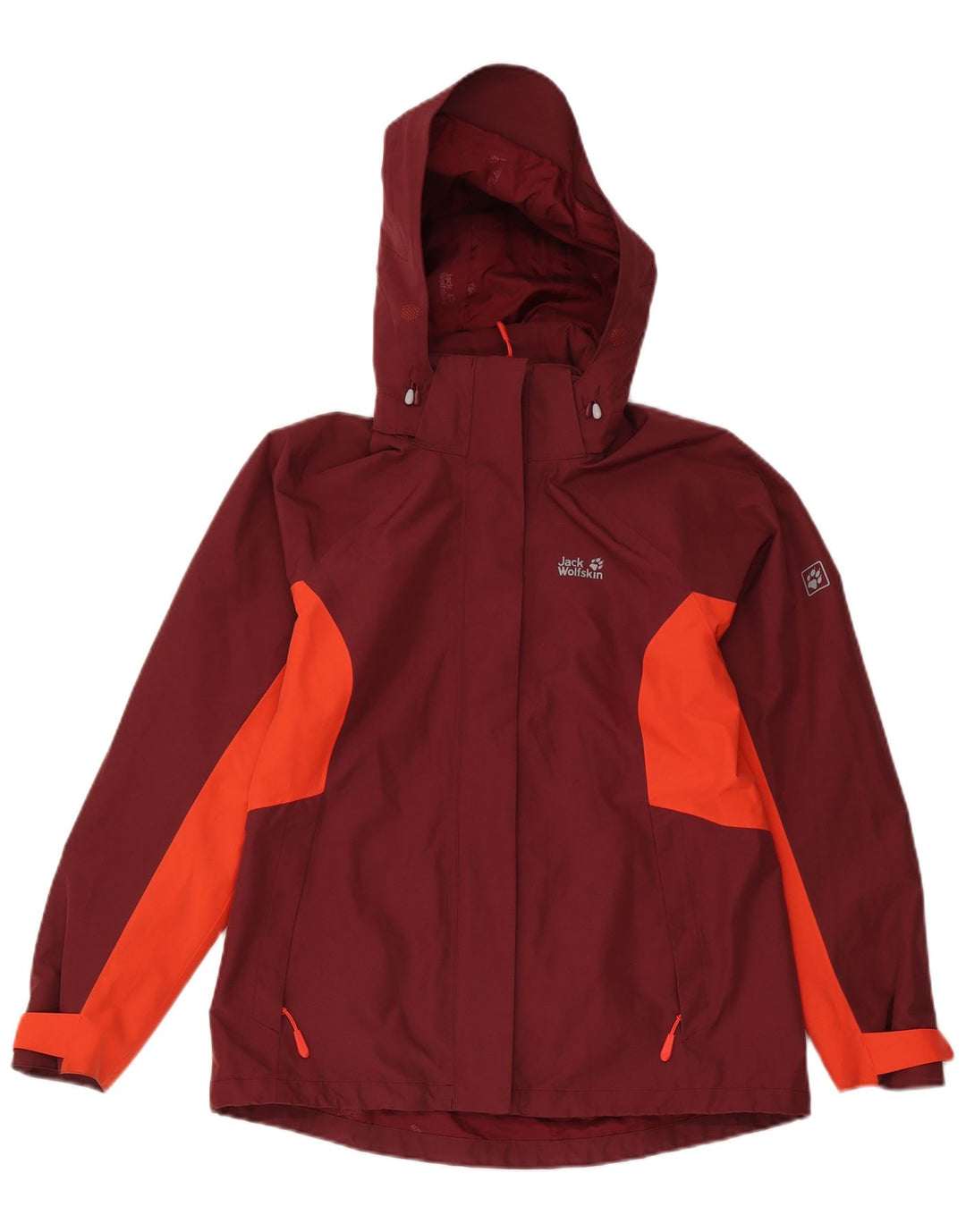 Jack Wolfskin Dame Regnjakke UK 10/12 Medium Burgundy Colourblock