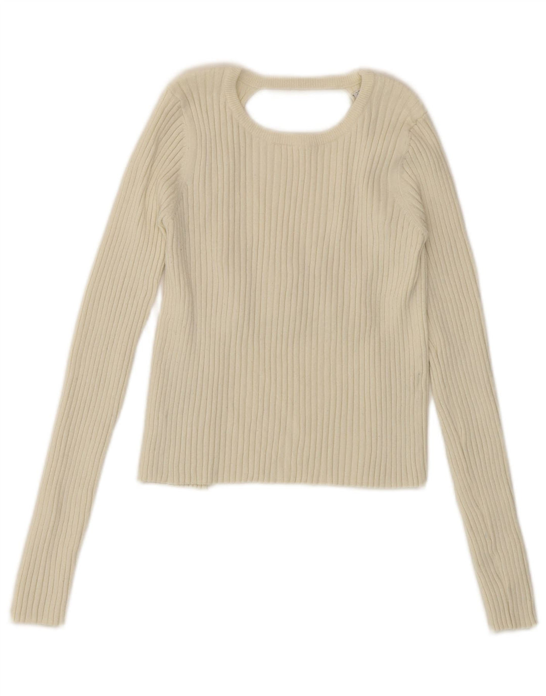 Zara Womens Cut Out Langærmet Crop Top UK 10 Small Off White