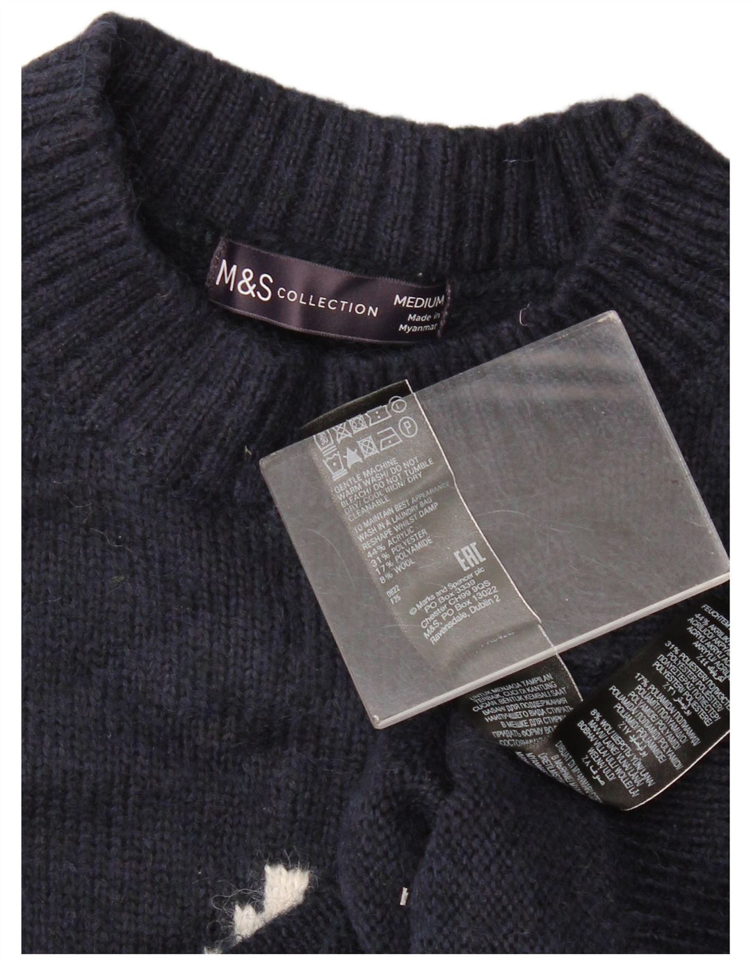 Marks & Spencer Dame sweater med rund hals DK 14 Medium Navy Blue