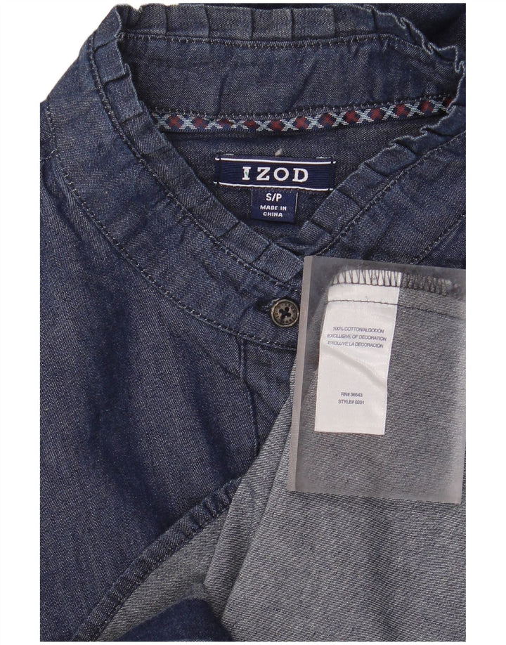 IZOD Dame Denim Shirt UK 10 Small Navy Blue Bomuld