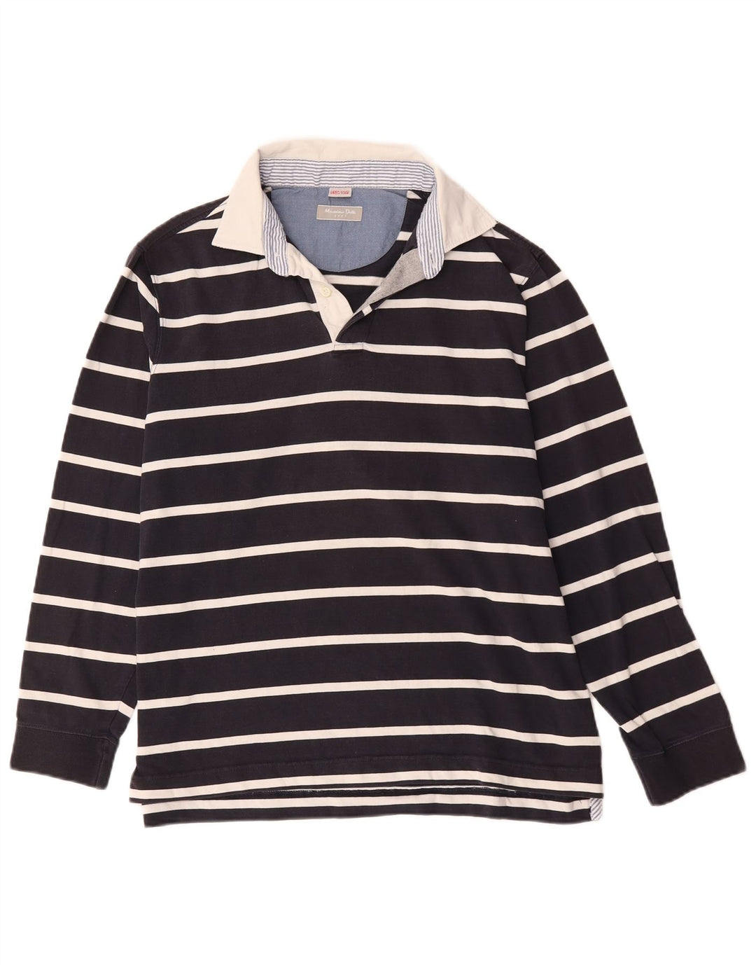 Massimo Dutti Herre Rugby Polo Shirt Størrelse 41 Stor Marineblå Stribet