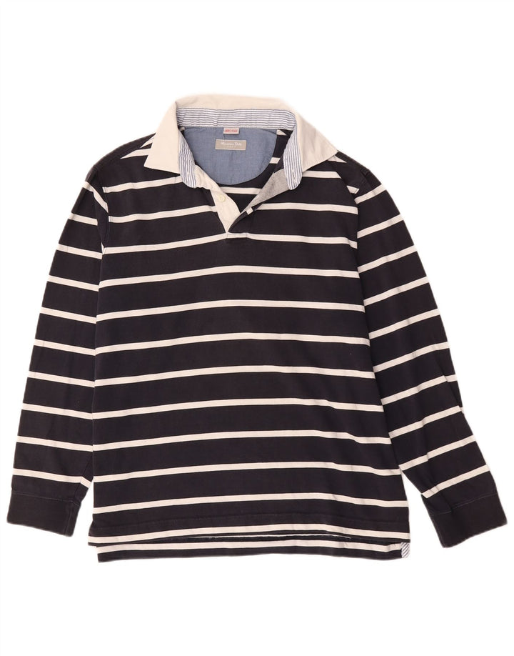 Massimo Dutti Herre Rugby Polo Shirt Størrelse 41 Stor Marineblå Stribet