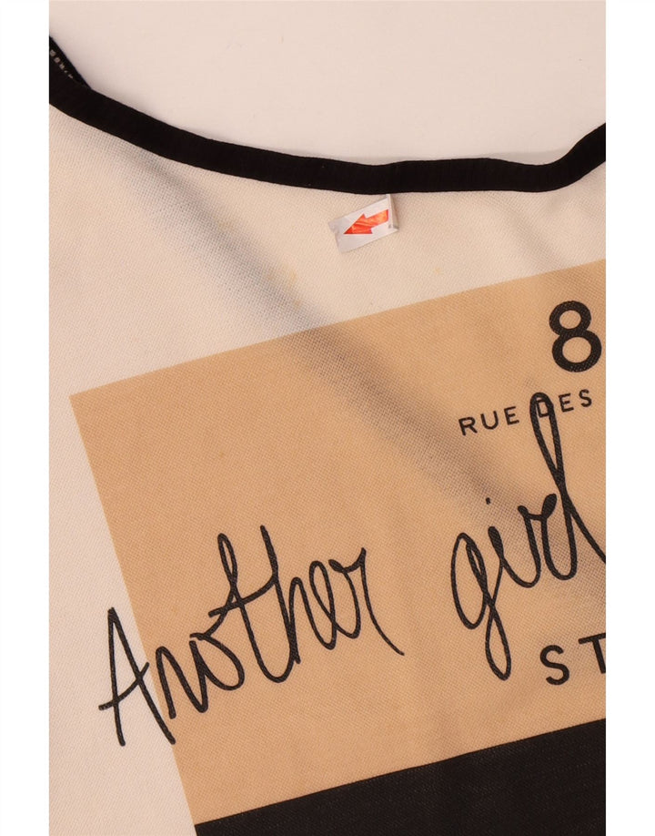 Zara Dame Oversized grafisk top 3/4 ærme UK 10 Small White