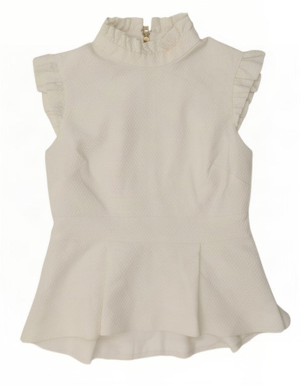 Ted Baker Womens Blouse Top Size 4 Large White Polyester