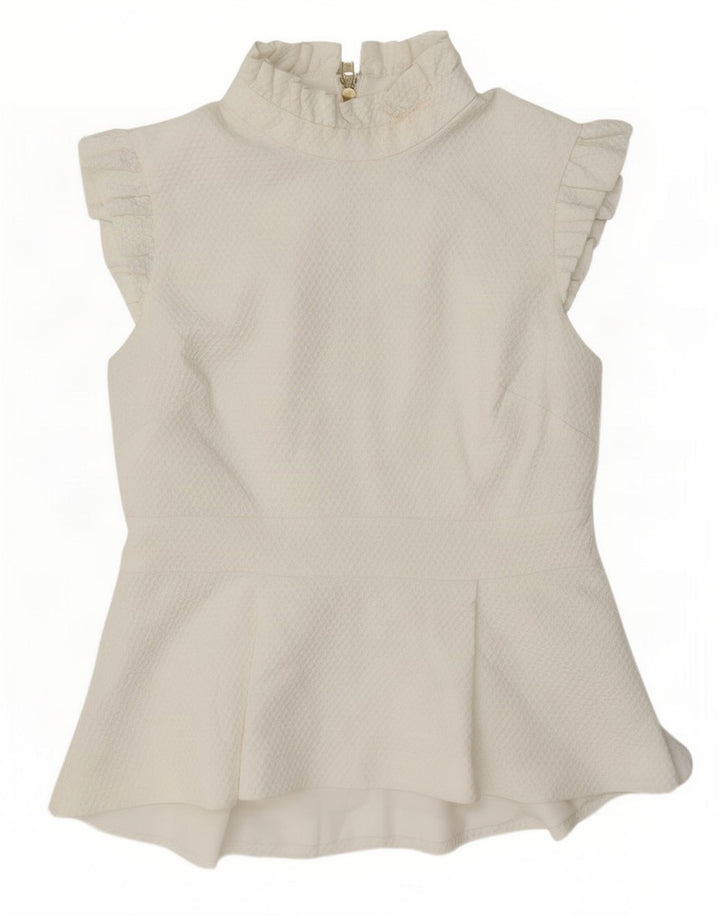 Ted Baker Damebluse Top Størrelse 4 Large Hvid Polyester