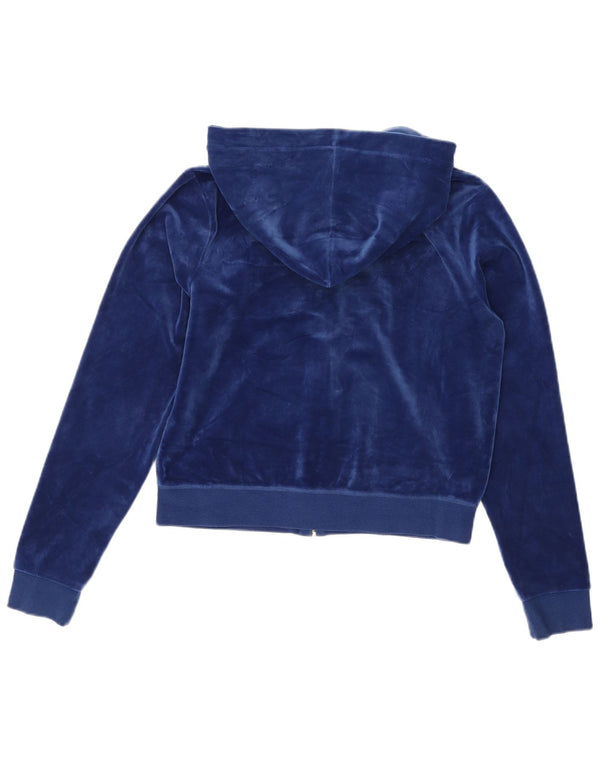 Juicy Couture Dame Velour Hættetrøje Sweater UK 16 Large Navy Blue