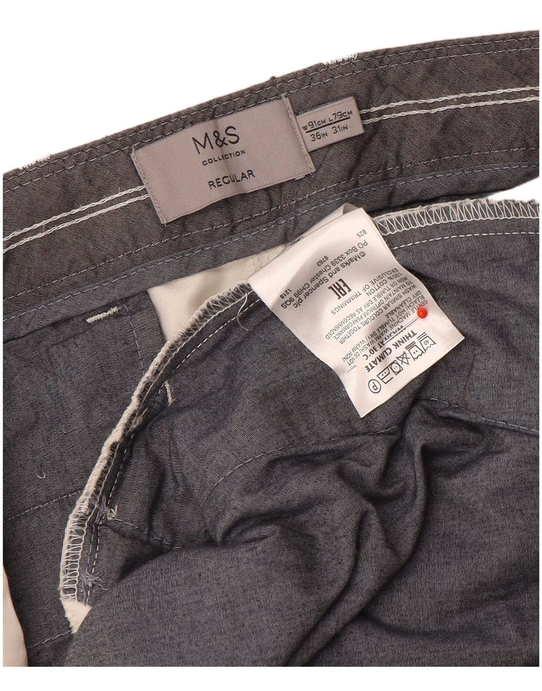 Marks & Spencer Herre Lige Regular Chino Bukser W36 L31 Off White