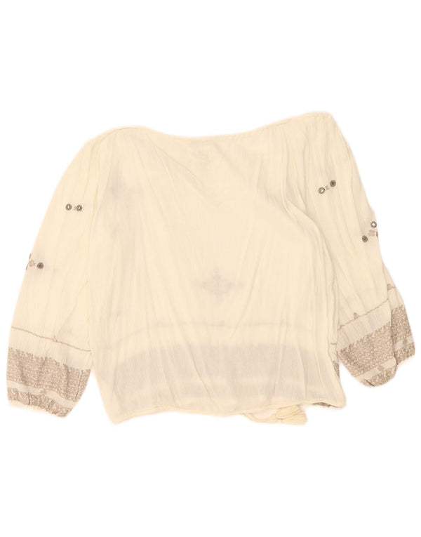 Polo Ralph Lauren Dame 3/4 ærmet bluse Top UK 6 XS White Floral