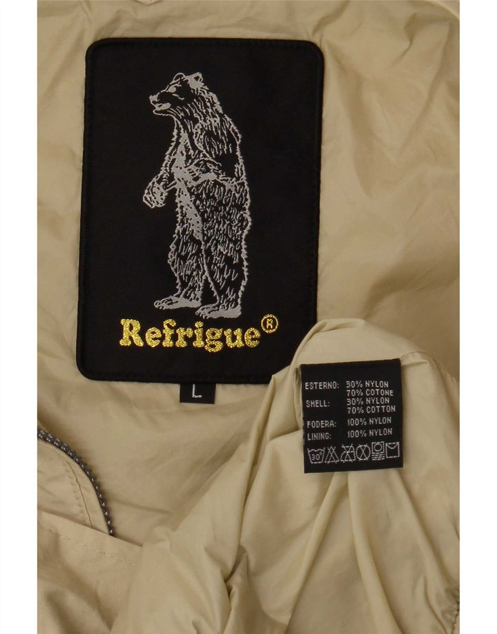 Refrigue Herre Bomber Jacket UK 40 Stor Beige Bomuld