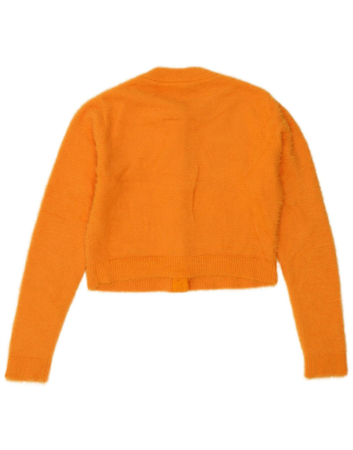 Zara Womens Crop Cardigan Sweater UK 10 Small Orange Nylon
