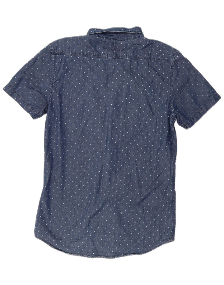 MOSSIMO Kortærmet denimskjorte til mænd XS Blue Spotted