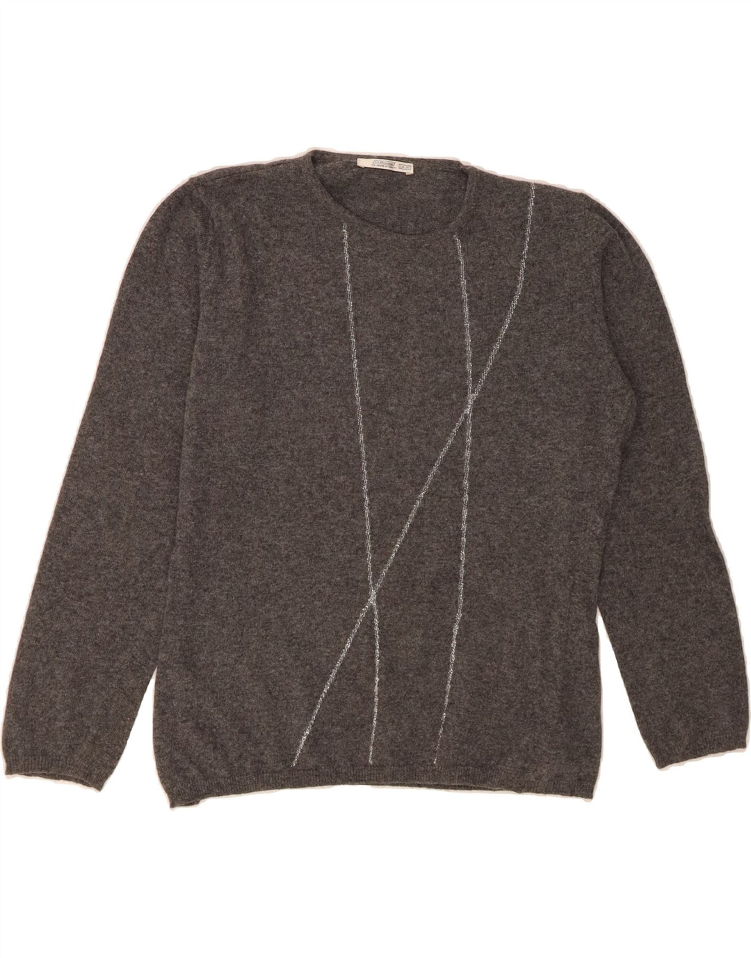 ST. BERNARD Womens Crew Neck Jumper Sweater UK 14-16 Large Grey Lambswool Vintage St. Bernard and Second-Hand St. Bernard from Messina Hembry 