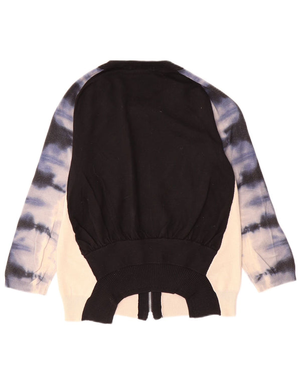Karen Millen Dame Cardigan Sweater UK 8 Small White Tie Dye Bomuld