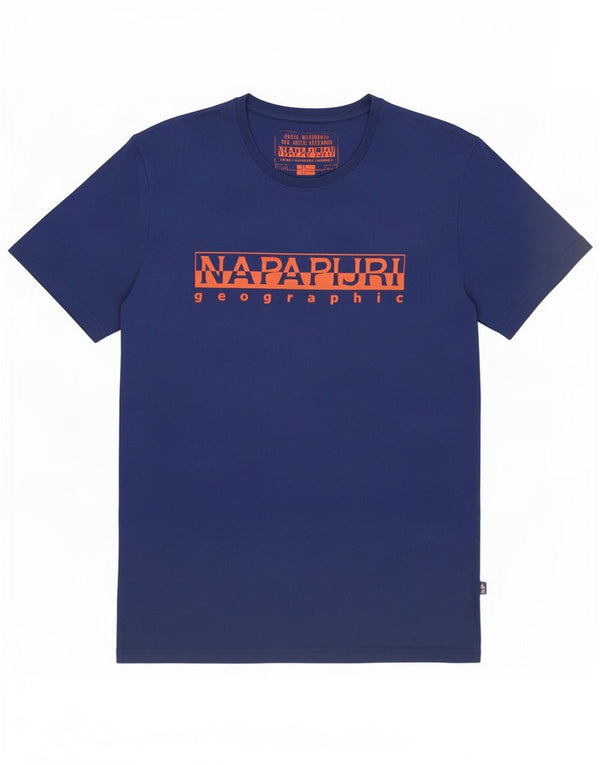 Napapijri Mens Geographic Graphic T-Shirt Top Large Navy Blue