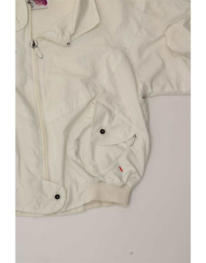 ELLESSE Womens Bomber Jacket UK 20 2XL Off White Floral Vintage Ellesse and Second-Hand Ellesse from Messina Hembry 