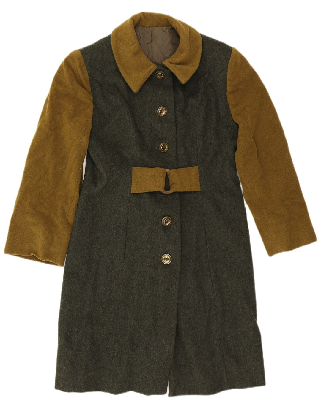 Vintage overfrakke til kvinder UK 10 Small Green Colourblock