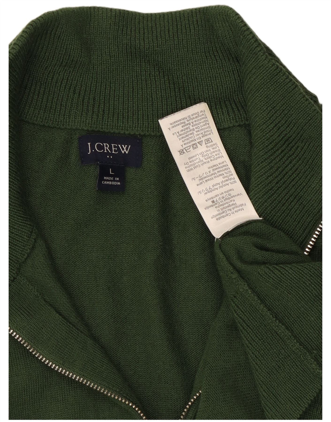 J. Crew Herre Zip Neck Jumper Sweater Large Grøn Akryl