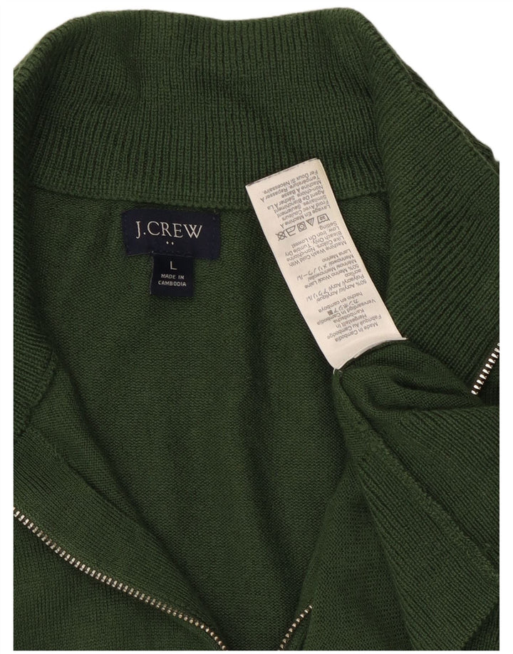 J. Crew Herre Zip Neck Jumper Sweater Large Grøn Akryl