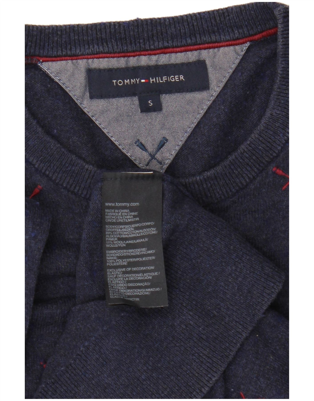 Tommy Hilfiger Herre Crew Neck Jumper Sweater Small Navy Blue Polyester